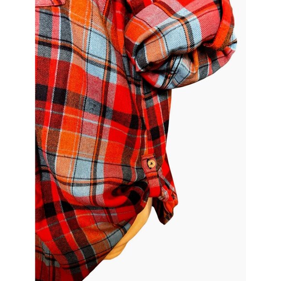 Designed In Italy Blue Plaid Button Up Size 2XL Woman's Flannel western shirt - Picture 6 of 16